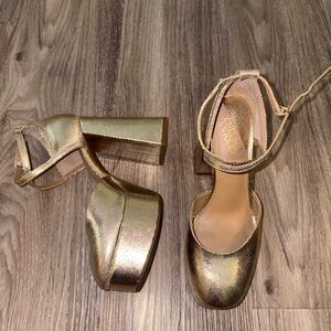 Chelsea & Violet Mattie Gold Platform Heels